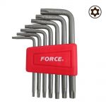 Шестограми Г-образни TORX с отвор (Т10H-Т40H) к-т 7 бр Force   