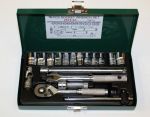 Гедоре 1/4'' к-т 18ч инчово 5/32-1/2 метална кутия 12-стен Dura Chr-V Hans Tools