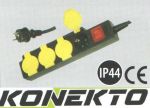 Разклонител 4 гнезда с IP 44, ключ и кабел, влагоустойчив KONEKTO